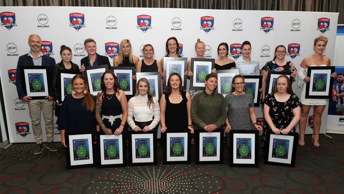 AFL Goldfield's women's team of the year. Picture: Lachlan Bence