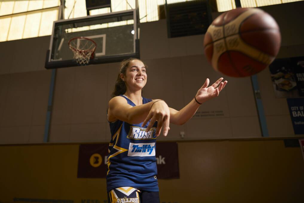 Georgia Amoore on the basketball court representing Ballarat Rush. Picture: Luka Kauzlaric. 