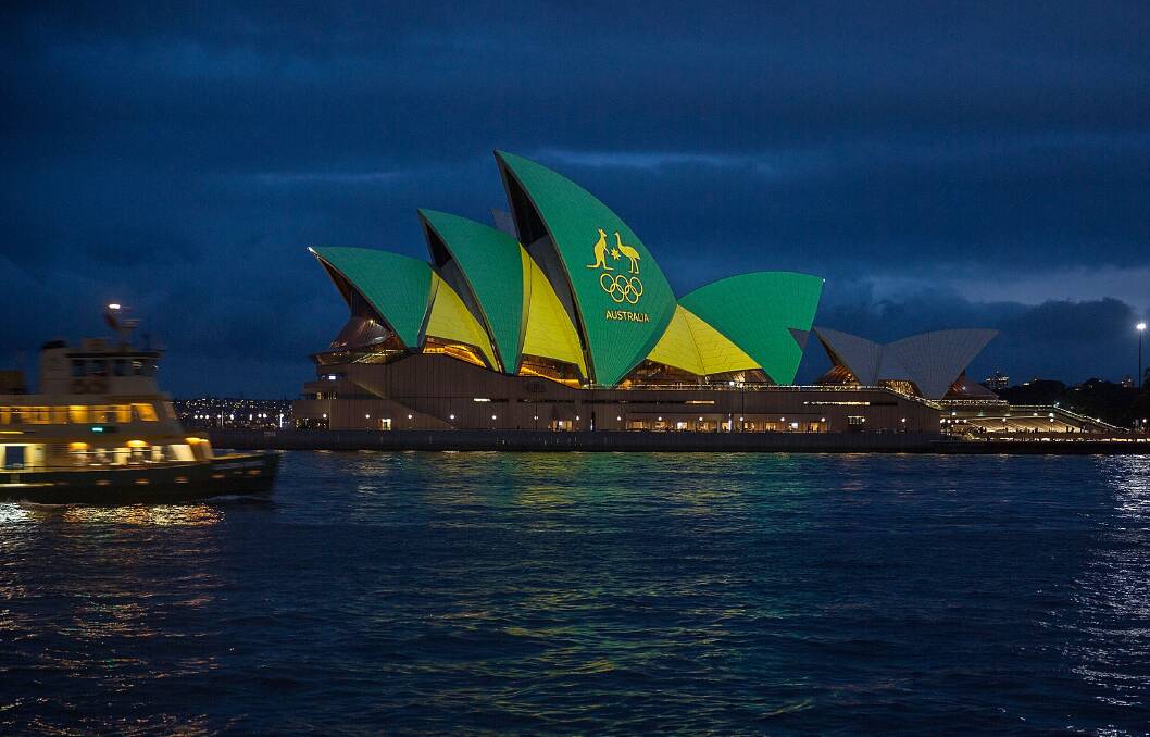 COLOUR: The green and yellow tribute was for the Australian Olympic team in Rio. Picture: Michele Mossop/Fairfax Media