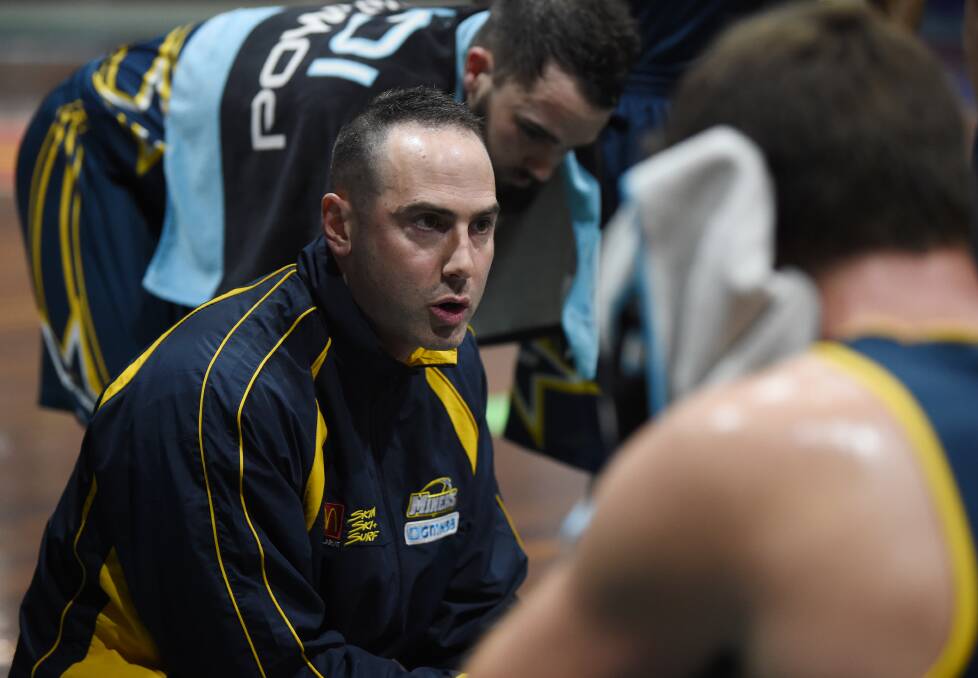 LEADING: Miners head coach Nathan Cooper-Brown addresses the players after about a month absence to fulfil coaching duties with the boys national team. 