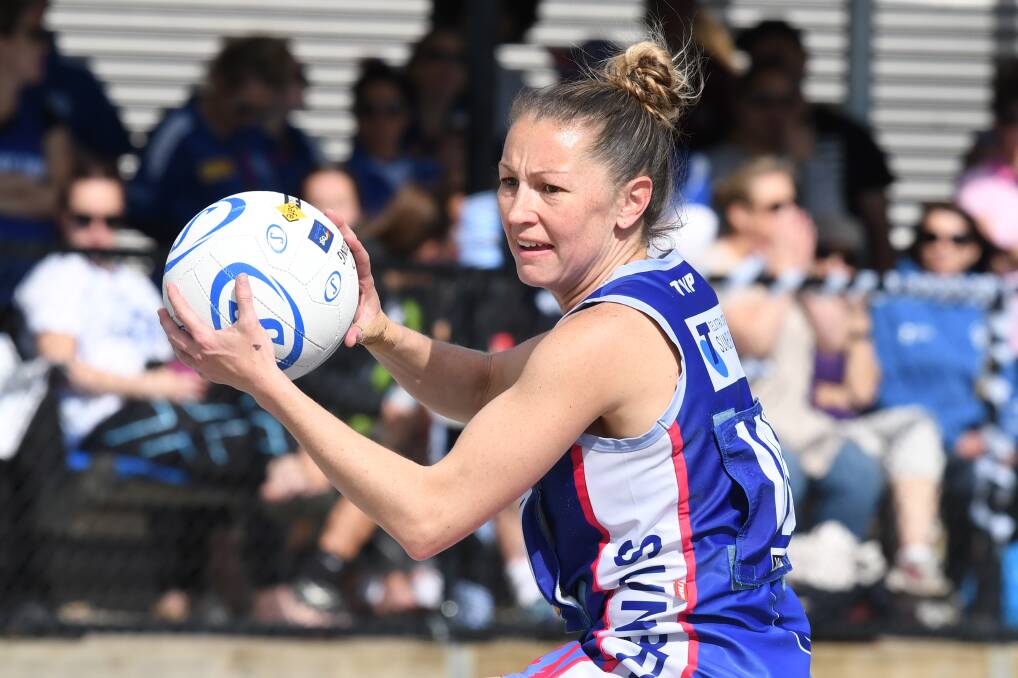 CHALLENGED: Sunbury's Lauren Gilchrist during last year's grand final. Coach Adam Boldiston said the conditions did not help the players skill-wise. Picture: Kate Healy