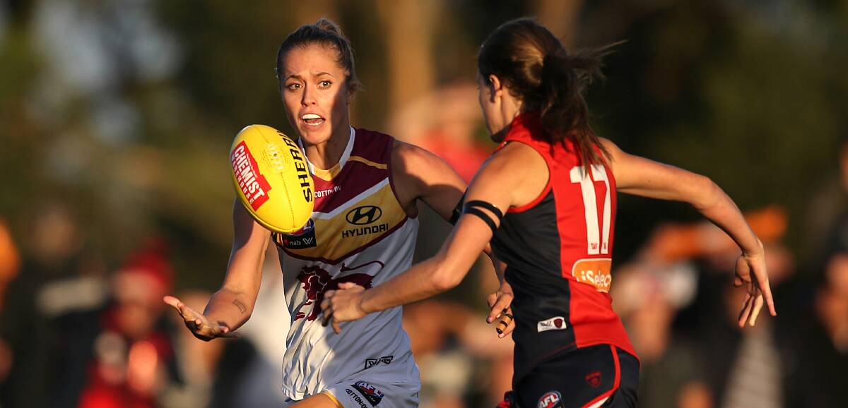 EXCITEMENT BUILDS: AFLW star Kaitlyn Ashmore, pictured playing for Brisbane Lions, has switched colours, teams and states. Picture: Wayne Ludbey 