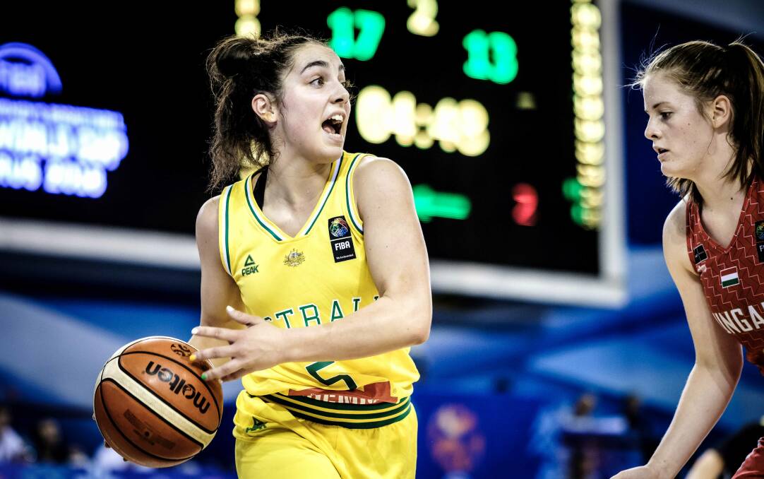 PROUD: Young-gun Georgia Amoore represented Ballarat on the world stage when she competed for the Australian Sapphires in Belarus last week. Picture: FIBA 