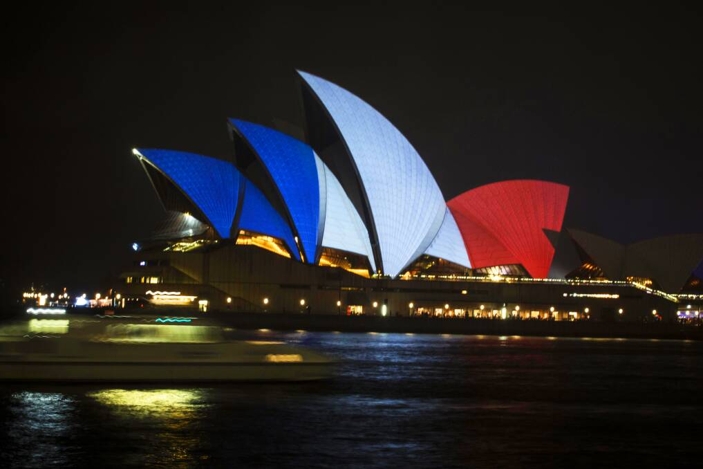 SUPPORT: The Sydney Opera House was lit up to show solidarity with France in 2015. Picture: Dominic Lorrimer/Fairfax Media