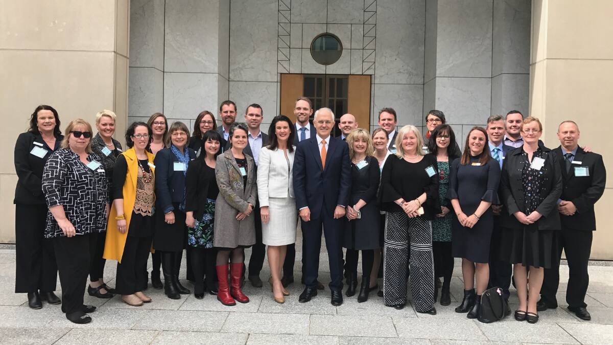 The emerging leaders with Prime Minister Malcolm Turnbull at Parliament House in Canberra. 