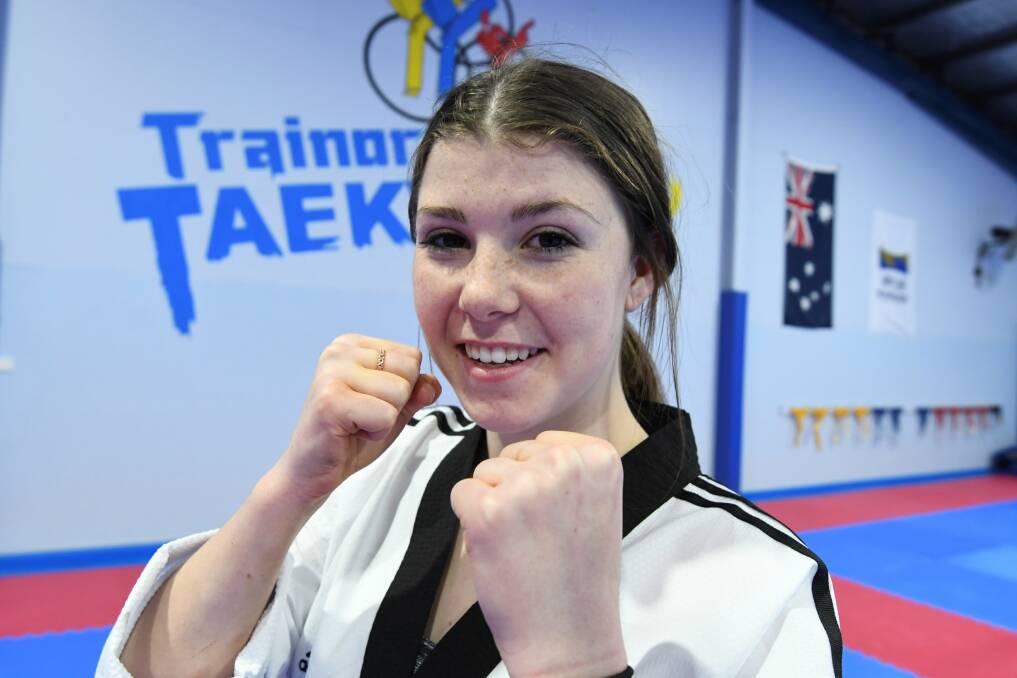 BRING IT ON: Black belt athlete Ruby DeRuiter travelled to South Korea for the 12th World Taekwondo Expo and Tournament. Picture: Lachlan Bence