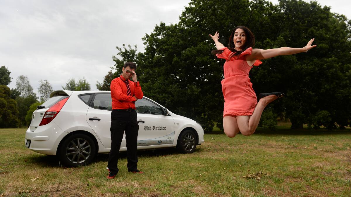 Gavin McGrath and Kara Irving went head-to-head in a VicRoads mock driving test. PICTURE: ADAM TRAFFORD
