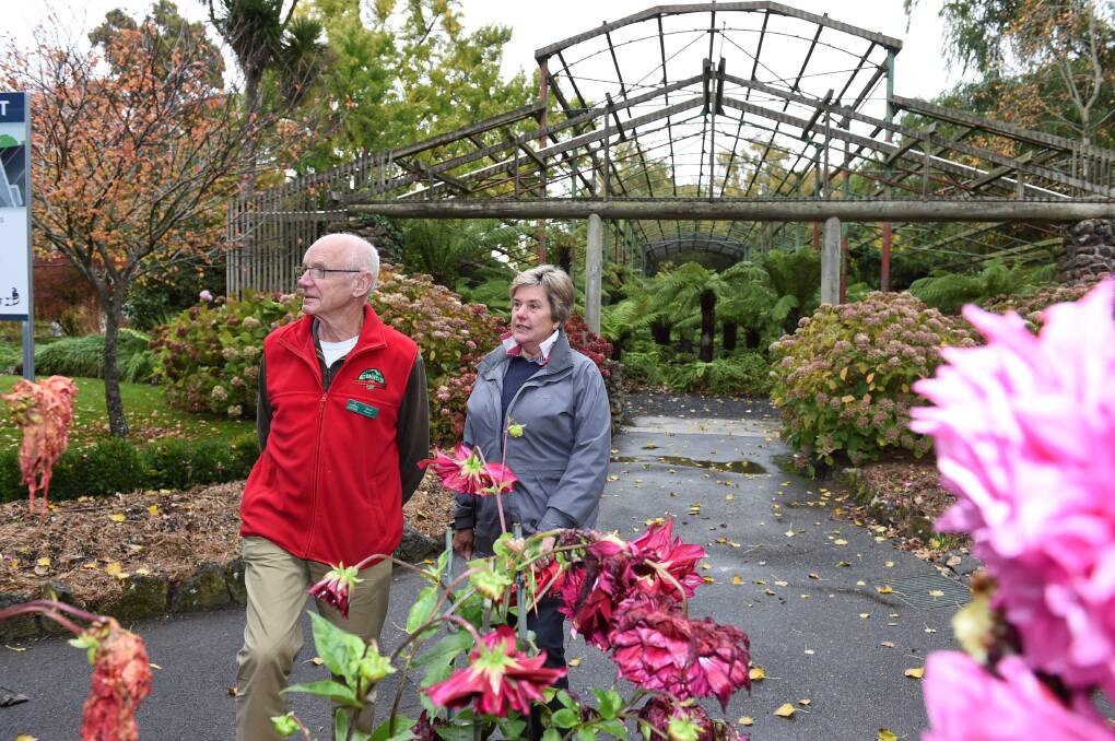 Increasing pressure: Friends of the Botanical Gardens president Raoul Dixon and group member Elizabeth Gilfillan are lobbying the City of Ballarat to commit $1.4 million to redevelop the Ballarat Botanical Garden’s fernery. Picture: Lachlan Bence. 