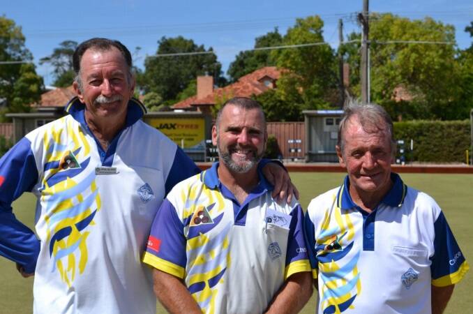 Champs: Country Week triples winners Phil Blake, Craig Grenfell and Sydney Walters from the Linton and District Bowling Club.