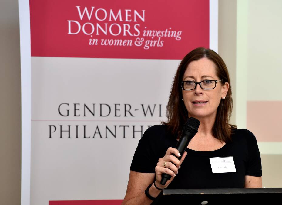 Inspiring: Australian Women Donors Network chief executive officer Julie Reilly speaks at the Ballarat Foundation’s Founding Women Luncheon.
PICTURE: JEREMY BANNISTER