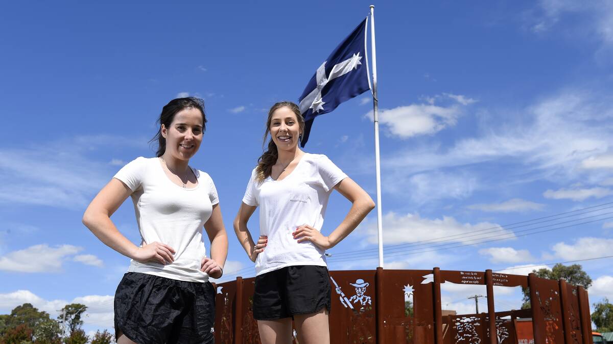 New name: Jas Emselle and Holly Williamson are part of the Ballarat Eureka Strikers, the new entity in women’s state league soccer. PICTURE: JUSTIN WHITELOCK