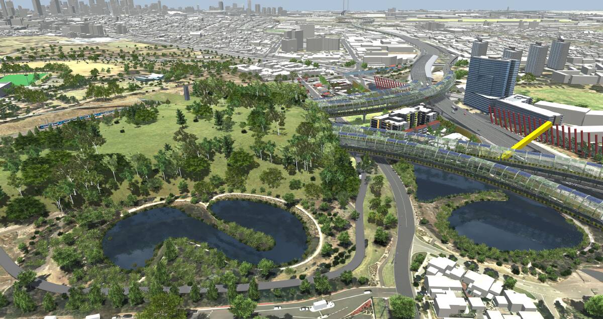 An artist's impression of the East West Link earth mound design.