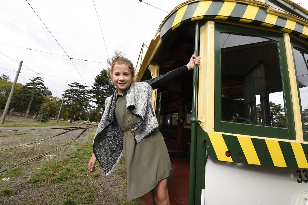 All aboard: Porsha Owen checks out a vintage tram at the Ballarat Tramway Museum on Wednesday. PICTURE: JUSTIN WHITELOCK