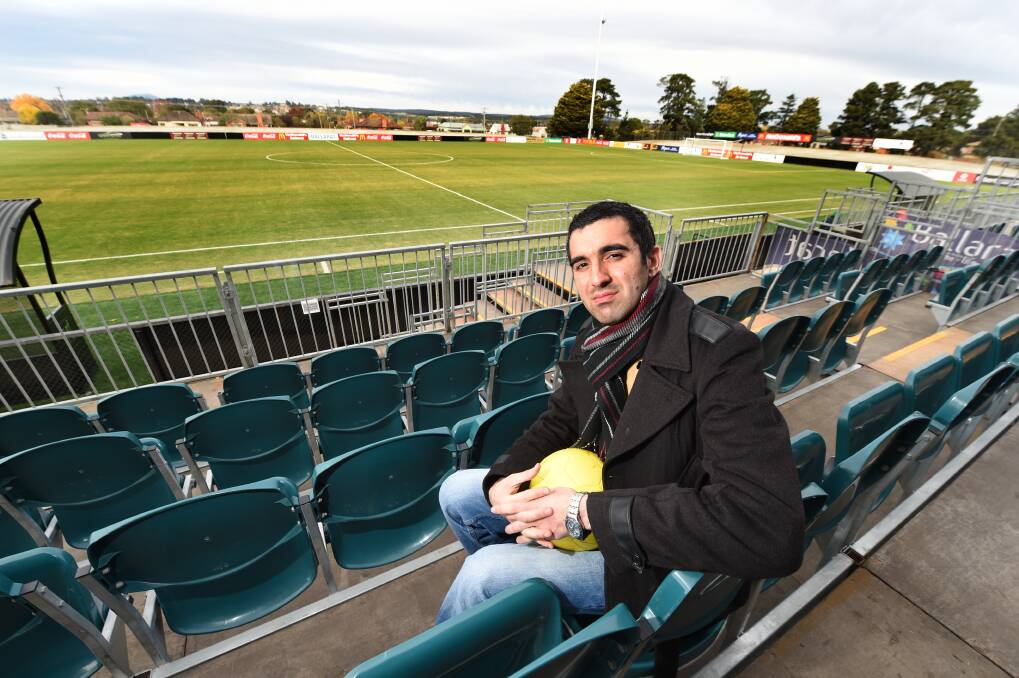 Big news: Soccer fan Arash Samii, a member of Ballarat’s Iranian community, looks forward to supporting the Bahrain team when they arrive in December. PICTURE: LACHLAN BENCE