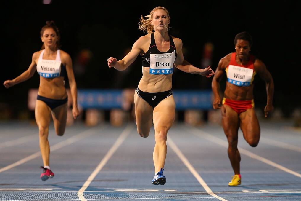 On track: Melissa Breen wins the womens’ 100-metre event in Western Australia. PICTURE: GETTY IMAGES