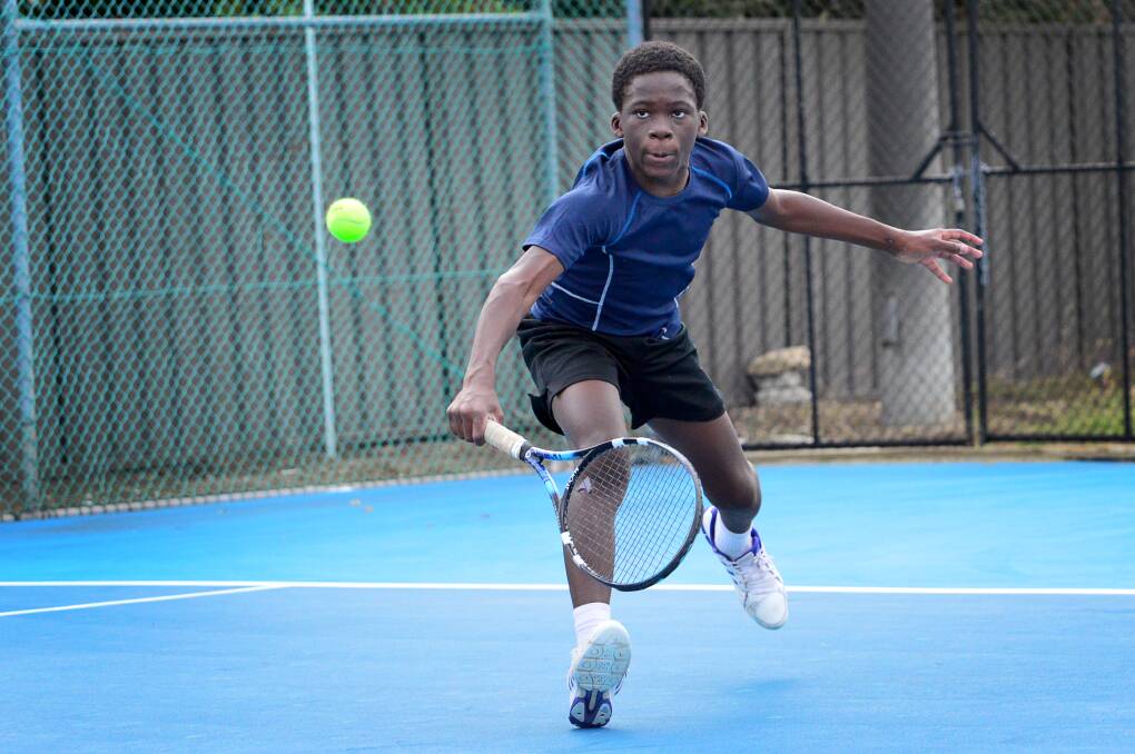 TENNIS: Schillo Mofalesi (12/under boys) showing his pace across the court. PICTURES: DYLAN BURNS