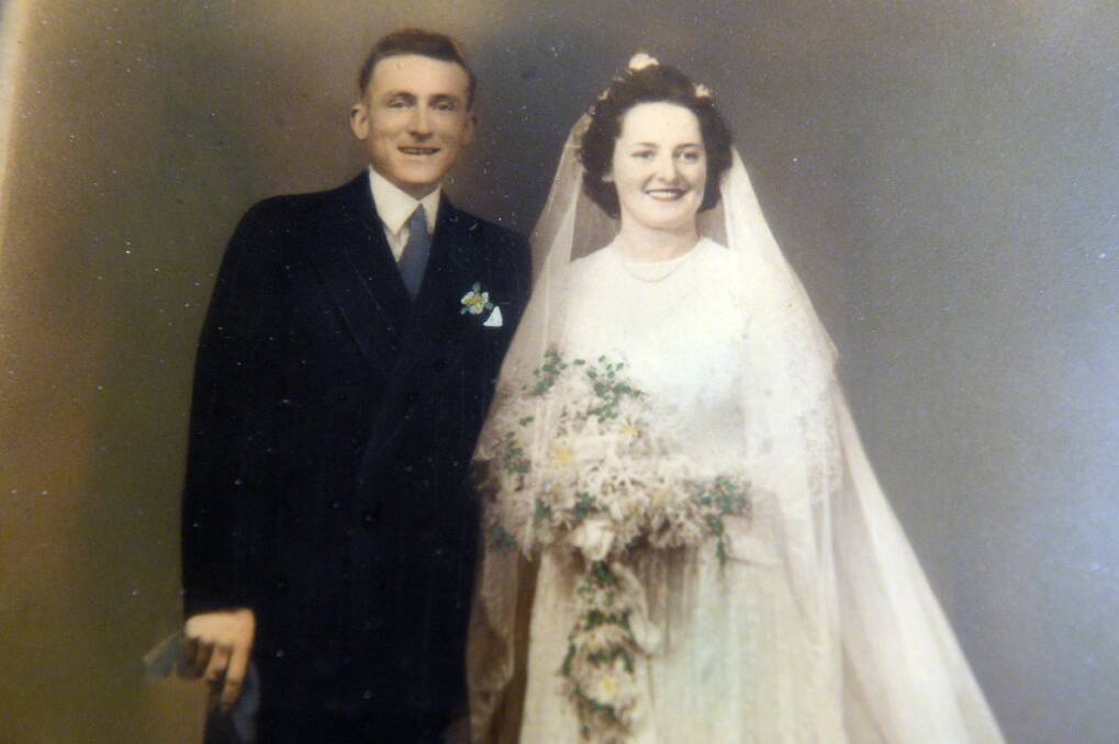 Ballarat residents Roma and Bob Hardy on their wedding day, 65 years ago.