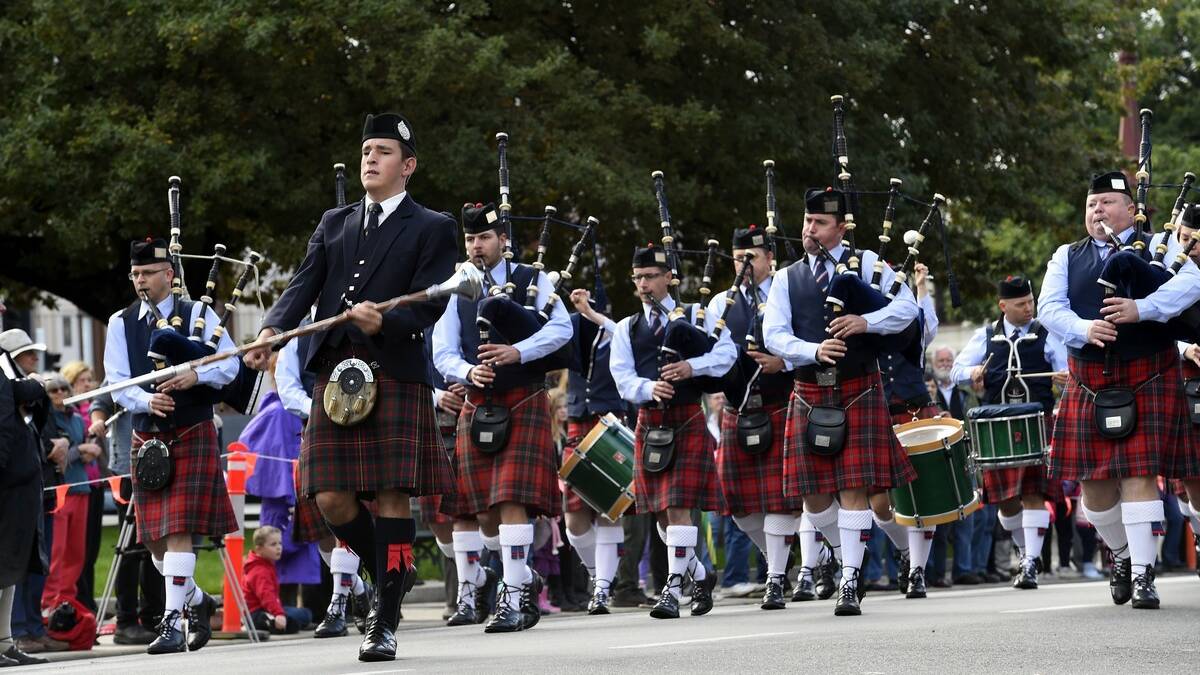 Queensland Highlanders Pipe Band - Pipe Band Championships Sturt Street March. Picture Justin Whitelock 