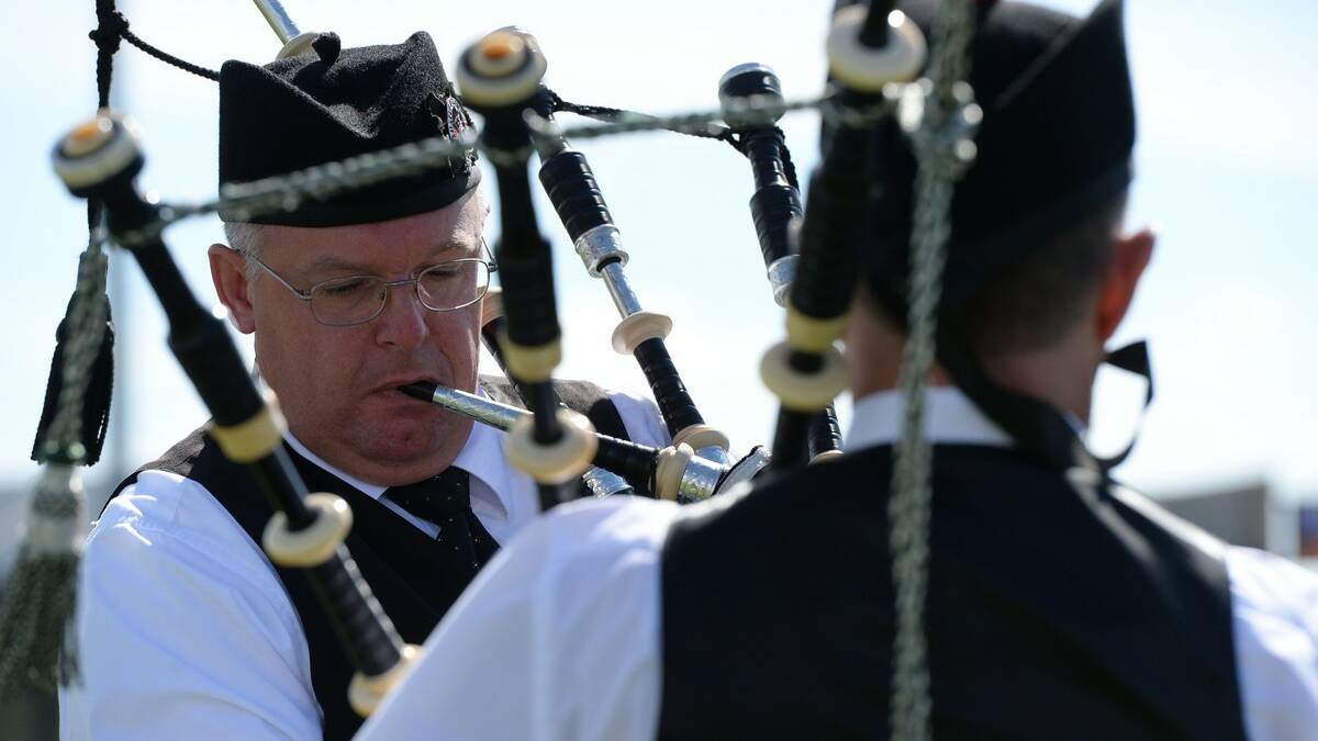 Ross Bates (Frankson RSL Pipes and Drums) - Australian Pipe Band Championships at Eureka Stadium. Picture Kate Healy 