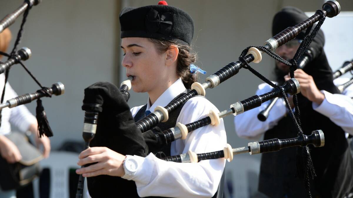 Emily Moore Hawkesbury Nepean Valley Pipe Band - Australian Pipe Band Championships at Eureka Stadium. Picture Kate Healy 