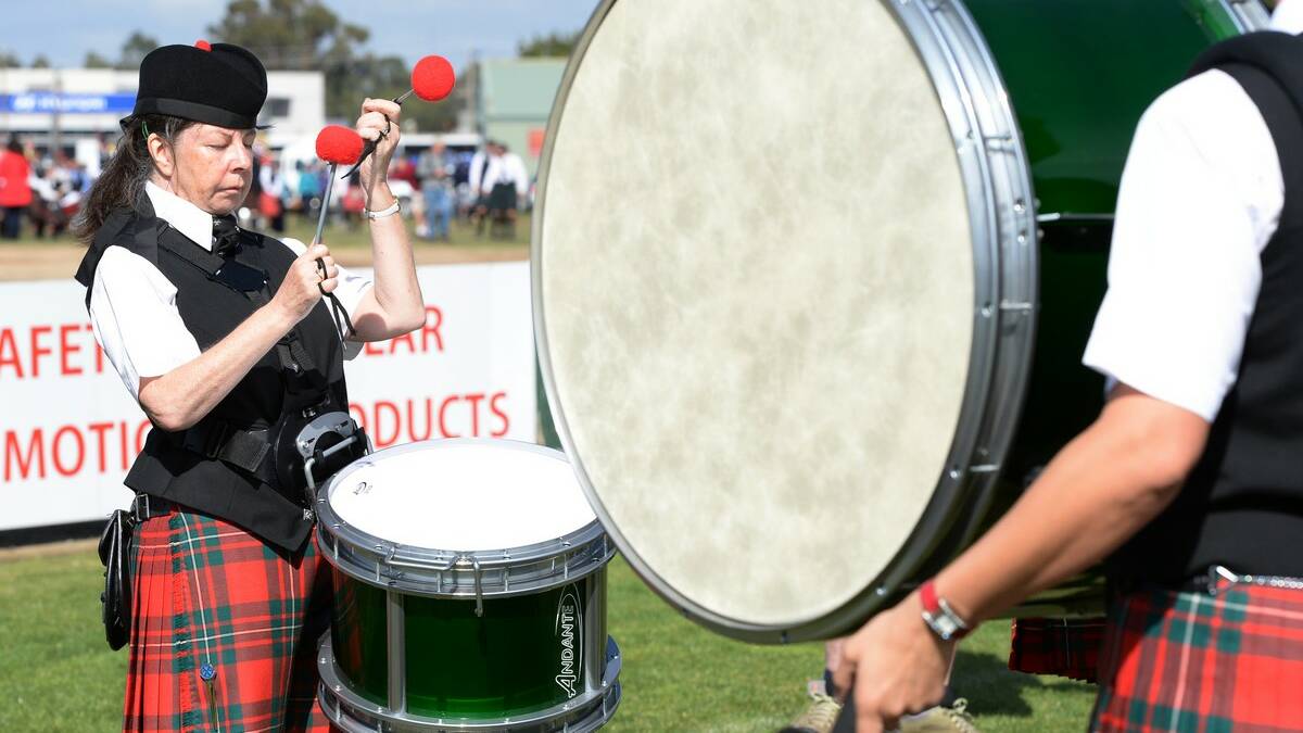 Mardi Sinclair (Frankson RSL Pipes and Drums) - Australian Pipe Band Championships at Eureka Stadium. Picture Kate Healy 