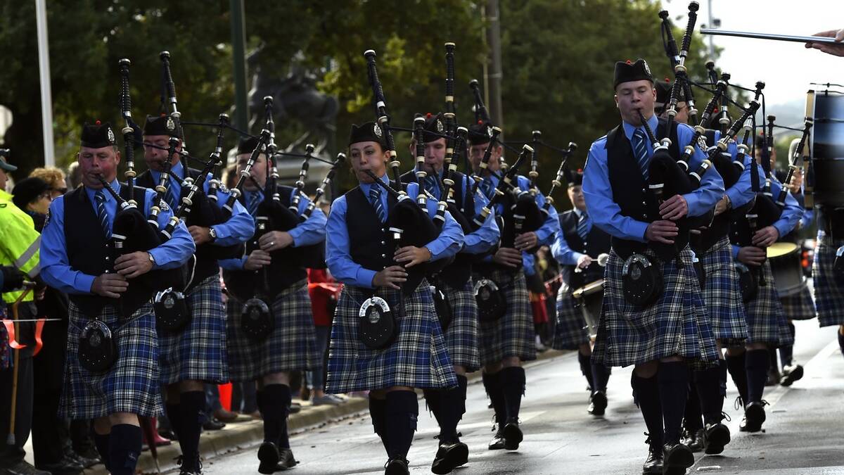 West Australian Police Pipe Band - Pipe Band Championships Sturt Street March. Picture Justin Whitelock 