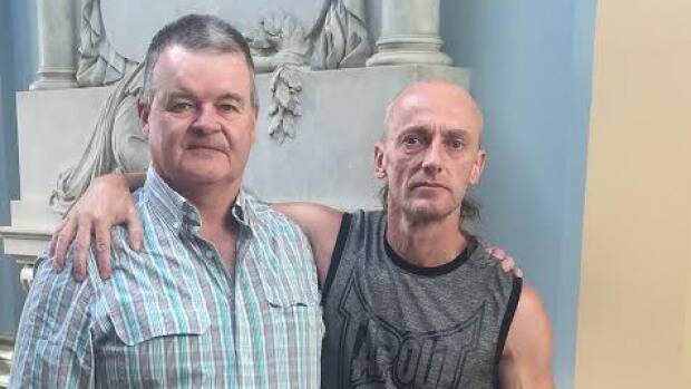 Abuse survivors Gerard Morrow (left) and Tim Lane (right) in Ballarat. Photo: Konrad Marshall.