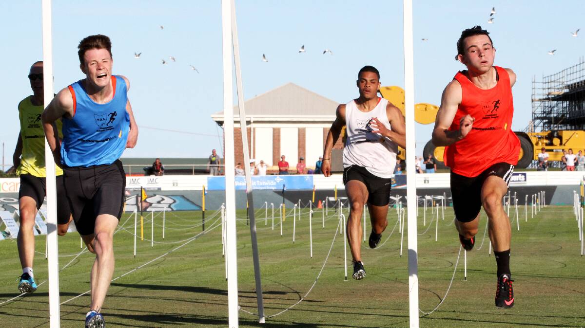 Jack Hale (right) gets pipped at the post by Luke Stevens at the Burnie Gift on New Year's Day.