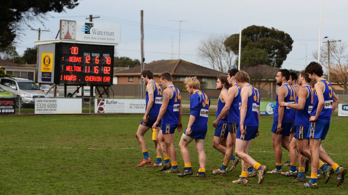 The dejected Sebastopol side walks off the ground after its heartbreaking four-point loss to Melton.