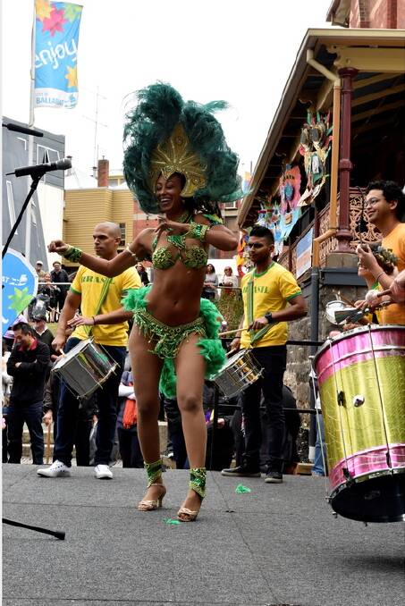 Brazillian dancers and drummers perform for the crowd PIC: JEREMY BANNISTER