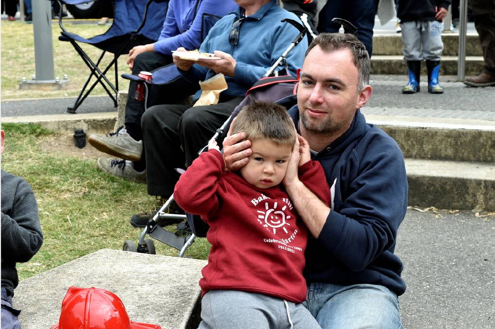 Thane Bourne and son Owen, who found the Brazillian drumming a bit loud
PIC: JEREMY BANNISTER