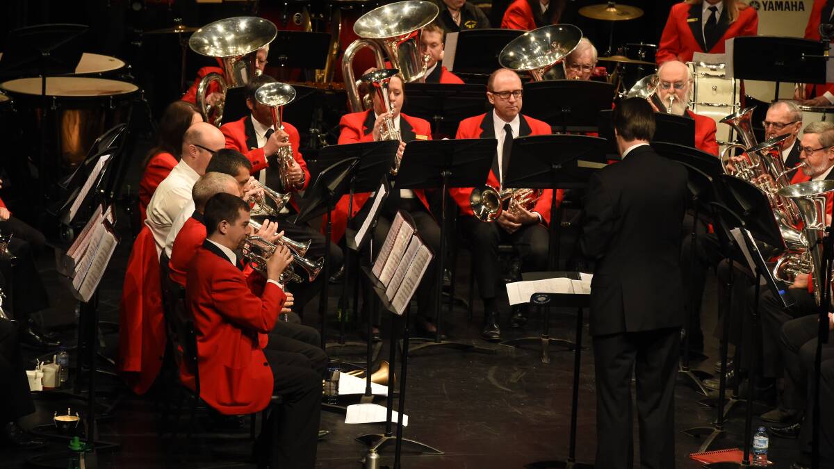 The  Moonee Valley Brass Band performs for the crowd at Sunday's Royal South Street 2014 Victorian Band Championships. Picture: Justin Whitelock 