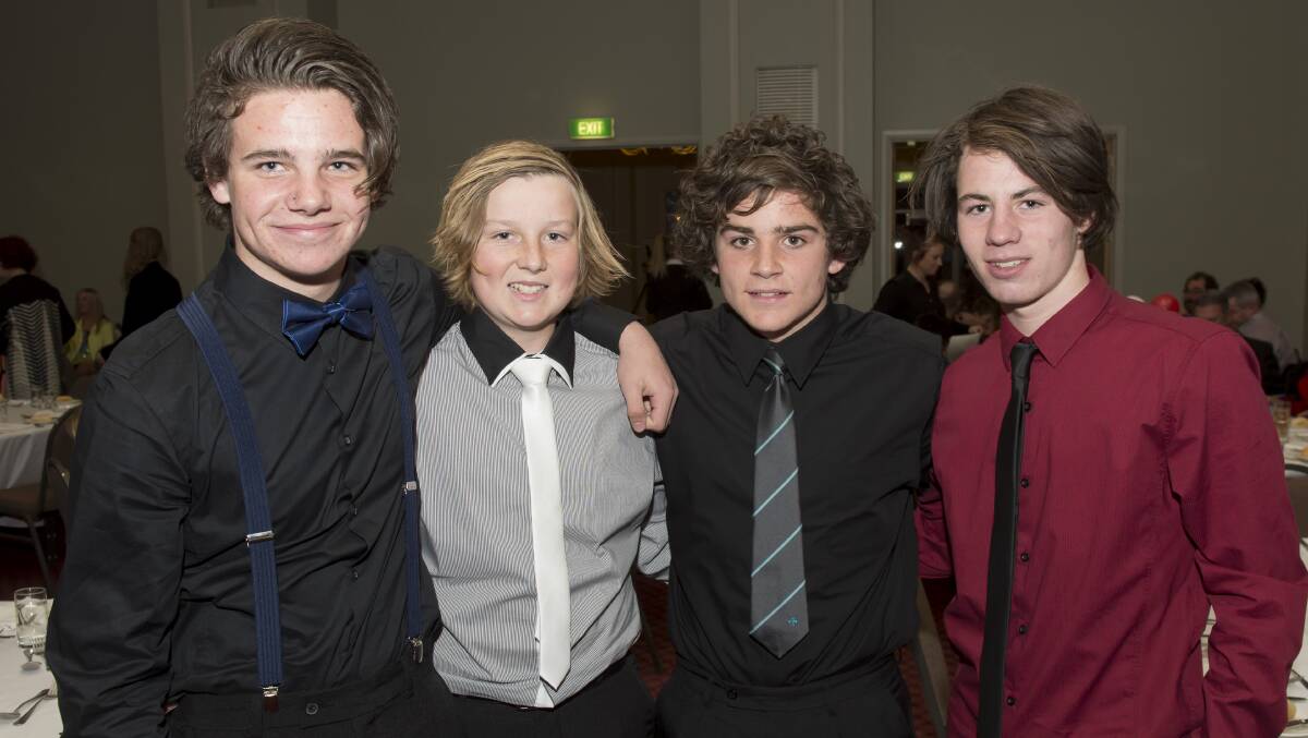 COBRA CLAN: Bacchus Marsh's  Dale Harris, Mason Dickson, Riley Bishop and Billy Griffths. Bishop won the under-14 seniors football best and fairest. Picture: Shawn Smits.