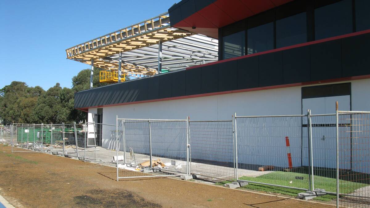 Work continues on clubrooms at the Ballarat Regional Football Facility. A grandstand will ultimately be built in from this building.