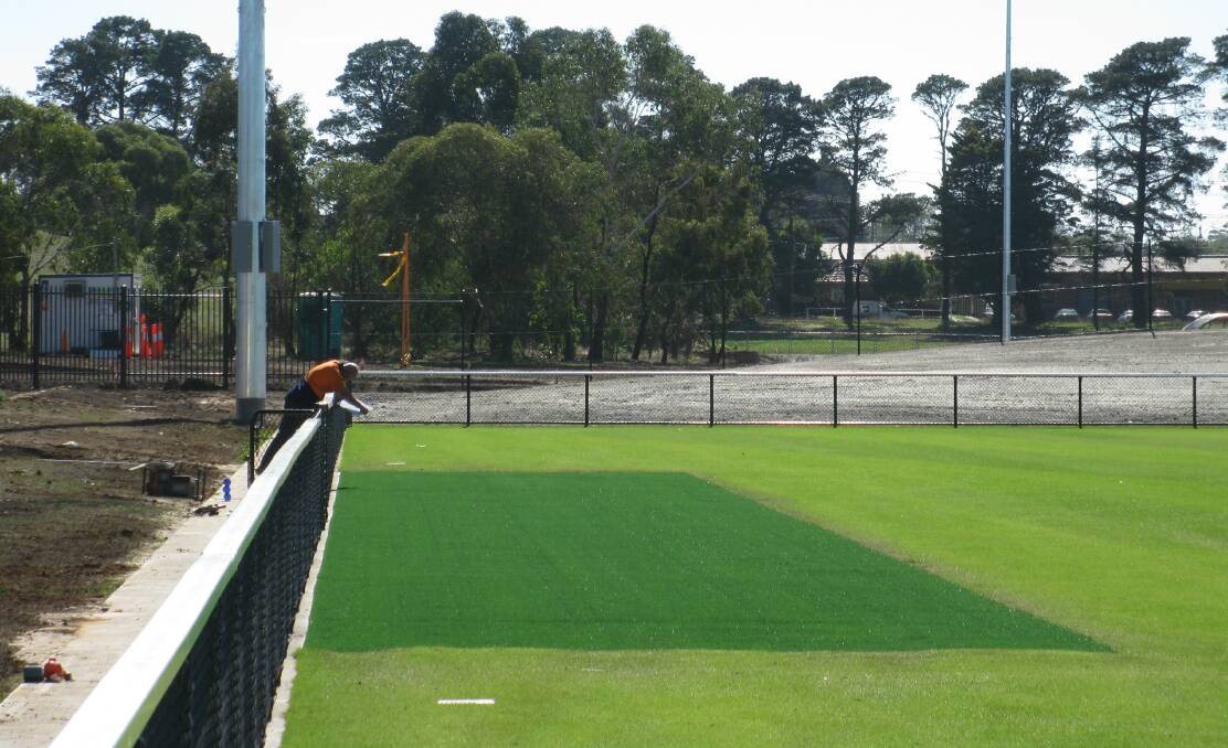 A view along the western wing of the main pitch in front of the clubrooms at the Ballaratr Regional Football Facility.