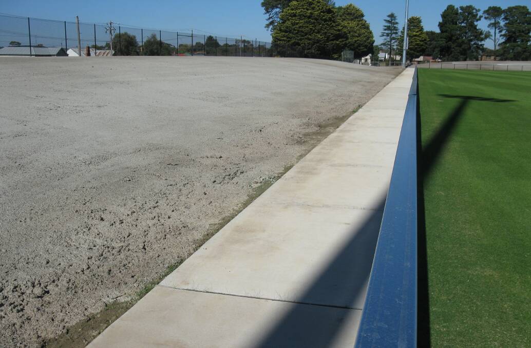 The terrace behind the northern end of the main pitch at the Ballarat Regional Football Facility.