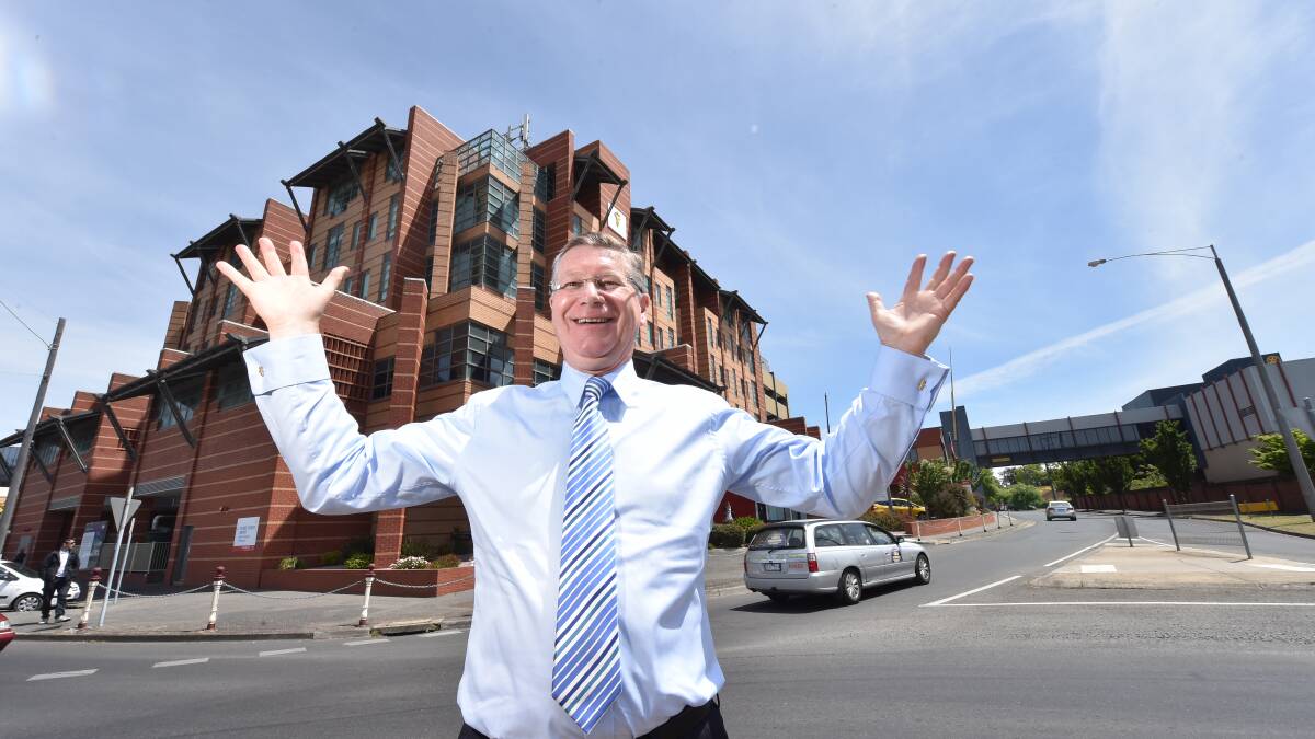 Premier Denis Napthine out the front of the Ballarat Base Hospital. PICTURE: JEREMY BANNISTER
