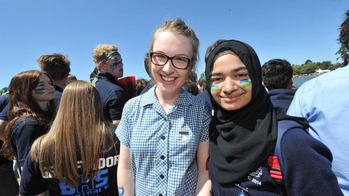 High School students Chloe Traill and Novera Qaseem were all smiles after the win. Pic: Jeremy Bannister