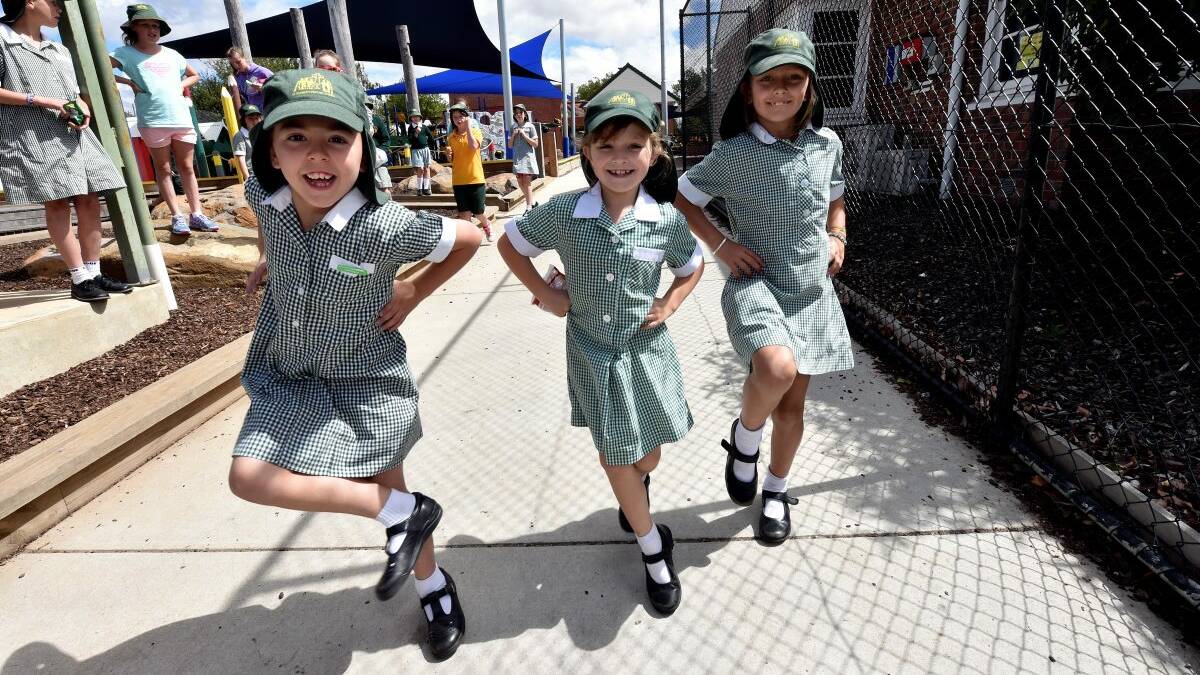 Macy Brennan, Amaya Hawks and Lily McGuiness doing some Irish dancing. Picture: Jeremy Bannister