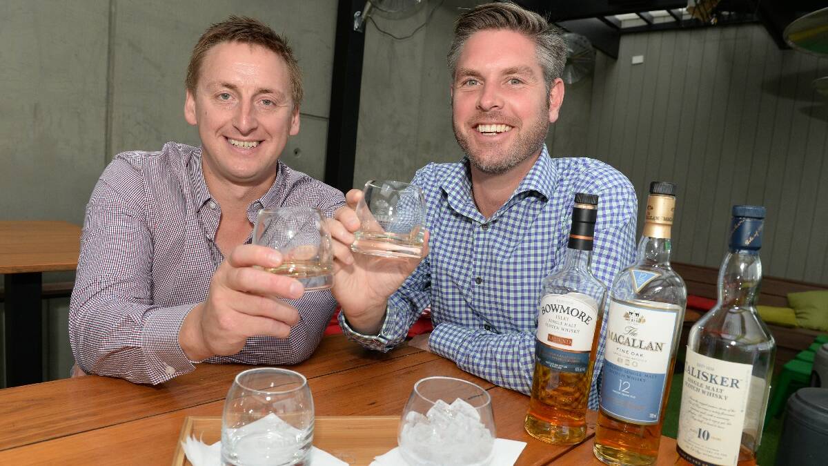 Brian Taylor (Jackson's & Co. Managing Director) and Can Viney (Jackson's & Co. General Manager) in a preview photo shoot for April's Whiskey Festival. Picture: Kate Healy