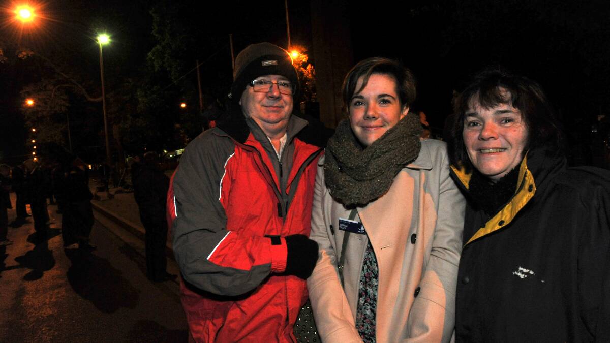 Glen, Jess and Carol Tilley at the dawn service. PICTURE: JEREMY BANNISTER