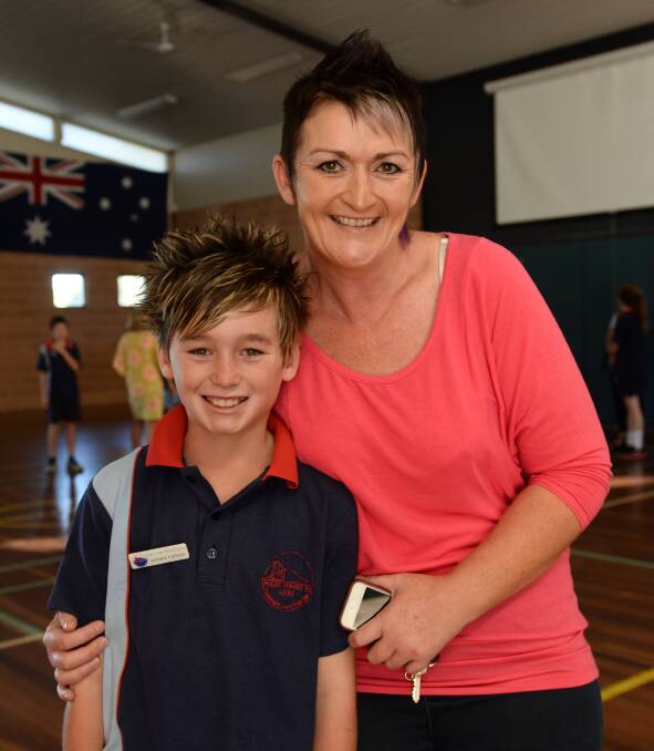 Forest St Primary School induction assembly for school and house captains. School captain Cooper New & Kathy New