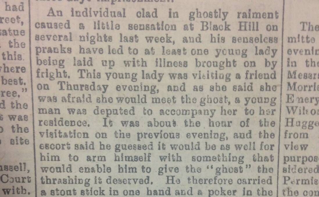 A ghost sighting on June 15, 1886. Extract: The Ballarat Courier