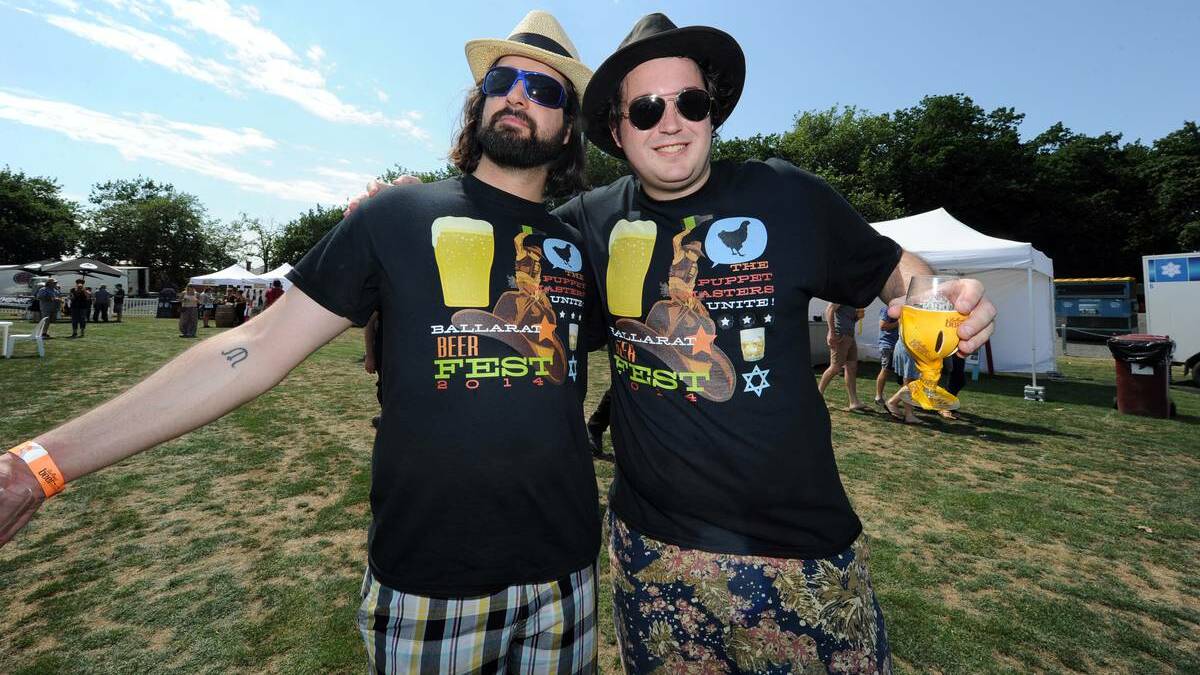 Home Made T-Shirts Makers Grant O'Briend and Brenton Divett at the Beer Festival.