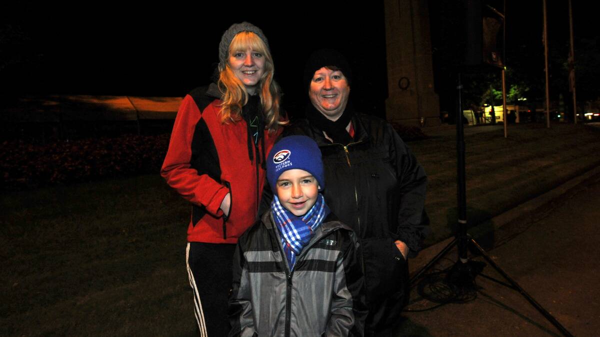 Jenny and Ryan Hulder with Keryn Lythgo at the dawn service. PICTURE: JEREMY BANNISTER