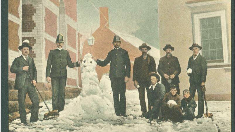 A postcard of snow in Ballarat during 1909. PICTURE: SUPPLIED