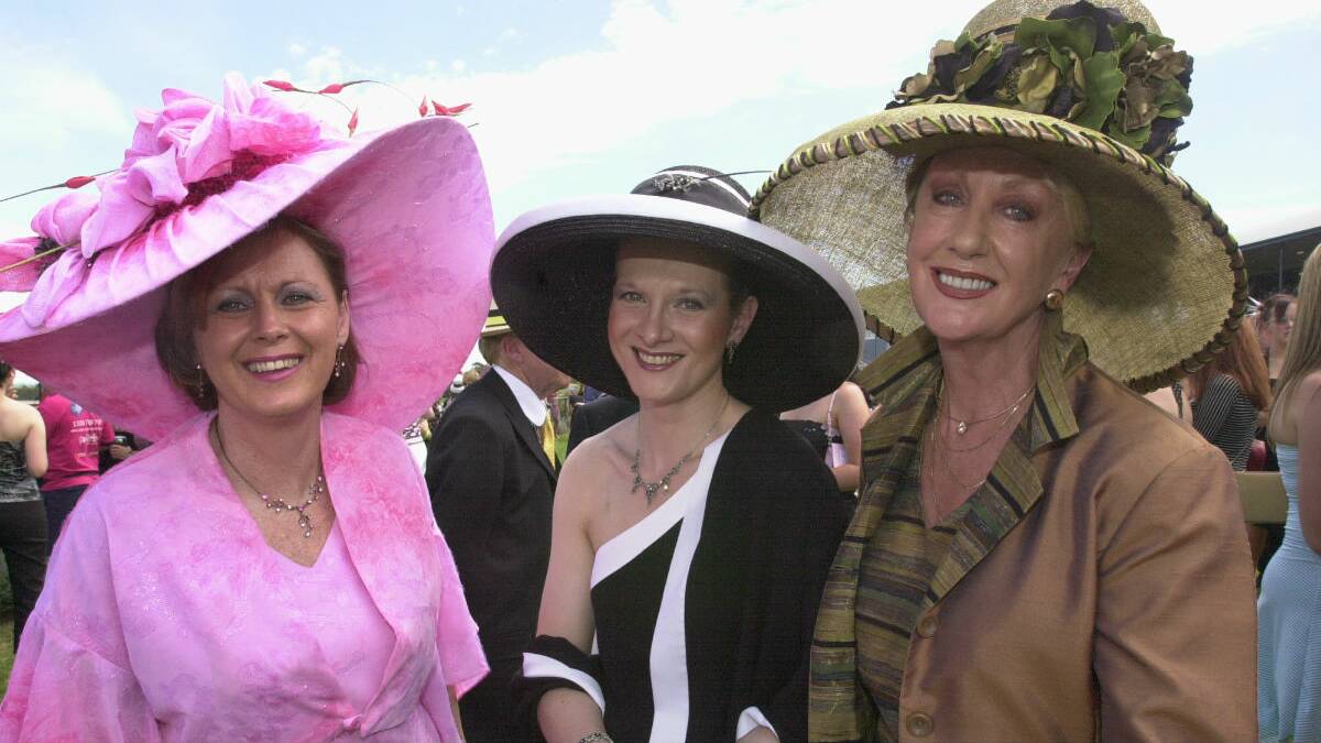 Fashions on the field entrants from left, Anne Deen, Carmel Tarascio, and Pam Charleston.