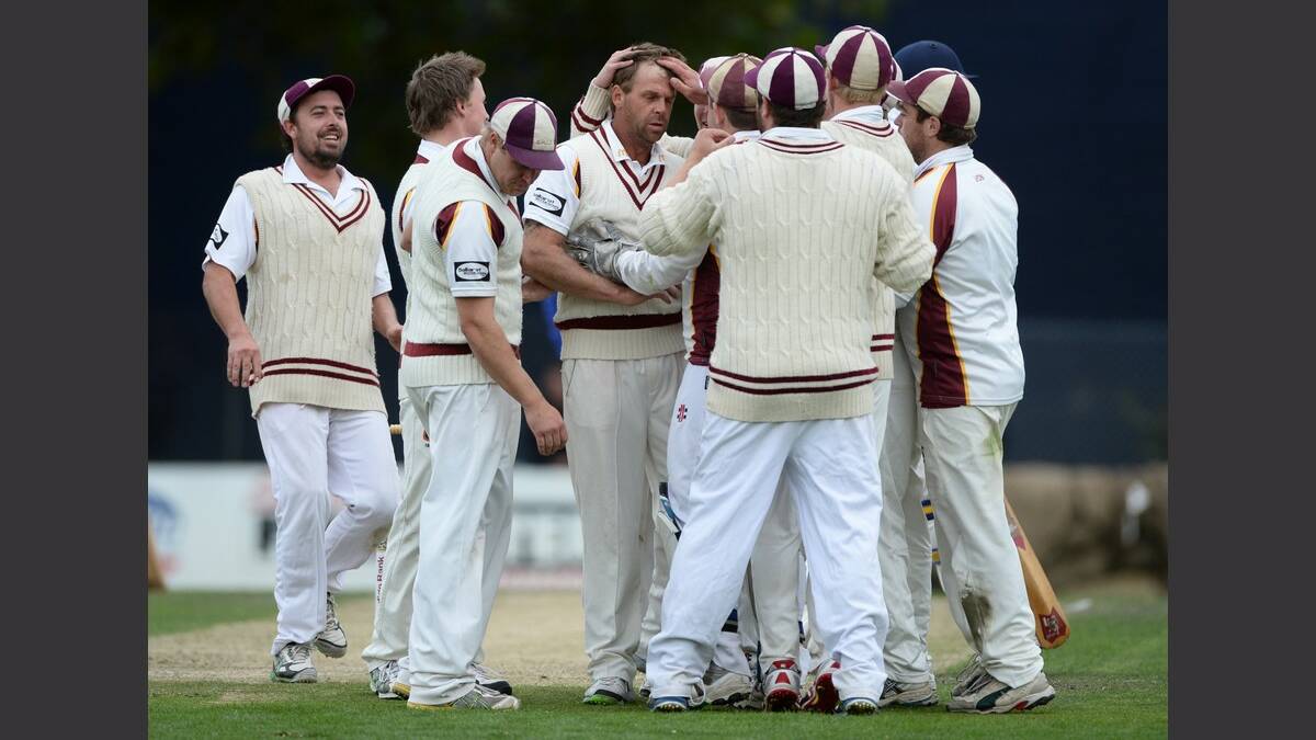 Brown Hill's Shane Harwood claims a wicket PIC: ADAM TRAFFORD