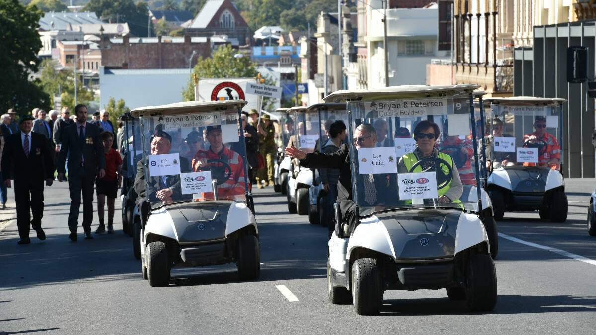 The Ballarat Anzac Day march from the RSL to the Cenotaph. PICTURE: JEREMY BANNISTER