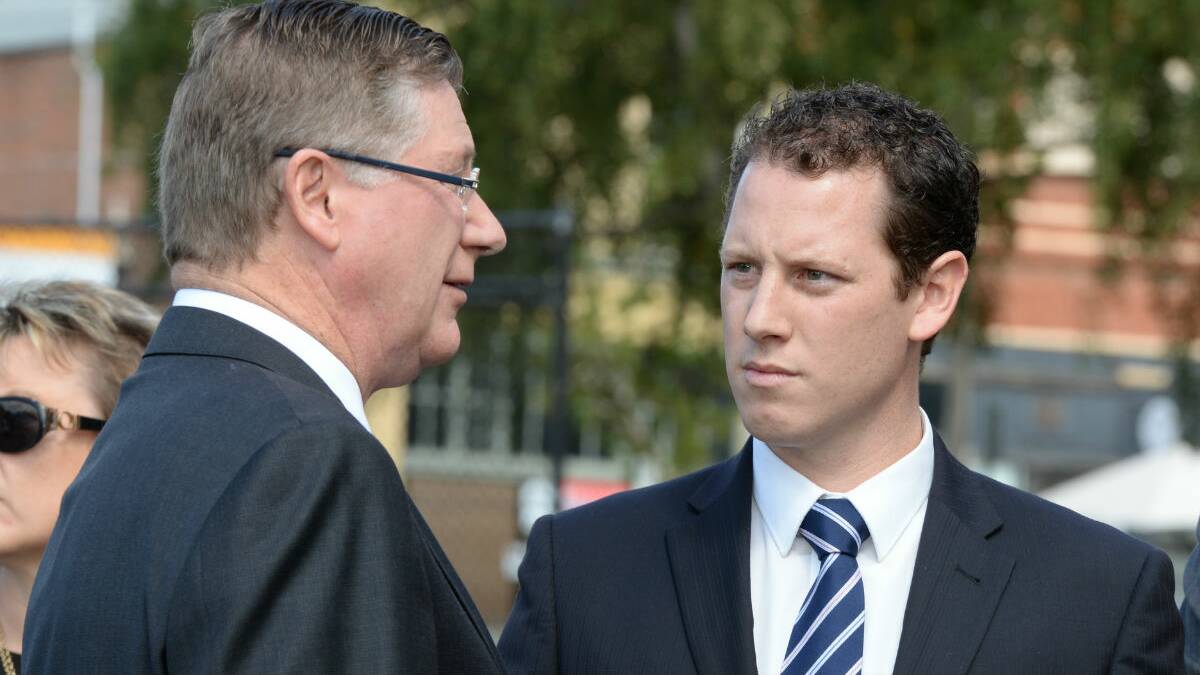 Premier Denis Napthine and Ballarat mayor Joshua Morris in Ballarat on March 30, 2014. PICTURE: KATE HEALY